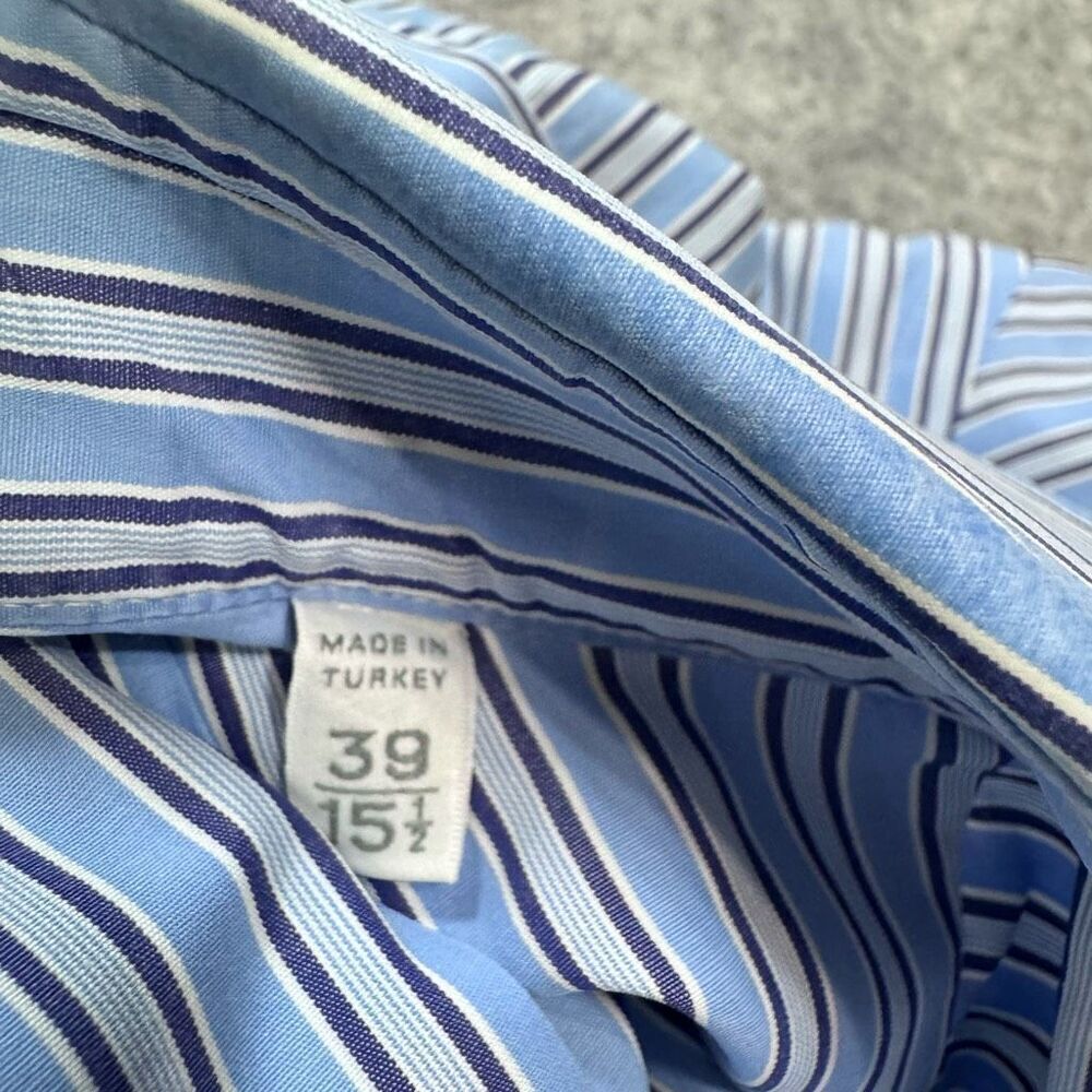 Ermenegildo Zegna dress stripped blue shirt 39/15 1/2 regular fit - Picture 10 of 10